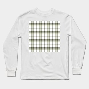 White and Green Tartan Plaid Pattern Long Sleeve T-Shirt